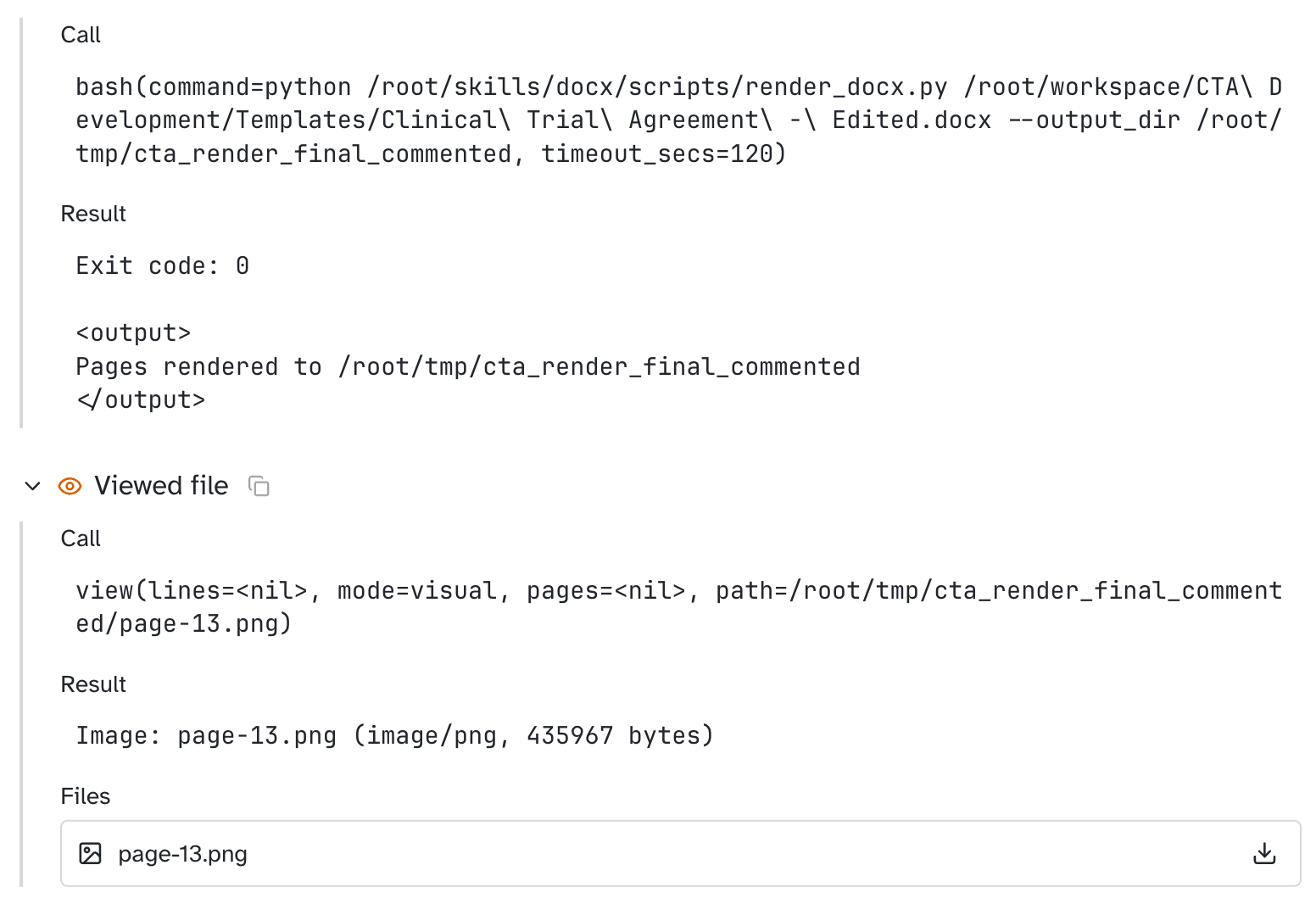 Agent screenshots a page it just edited to confirm its layout.